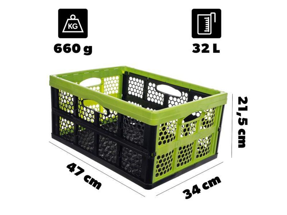 KADAX faltbare Kofferraumbox, Einkaufskorb, Faltbehälter, 32 l, groß, stabil