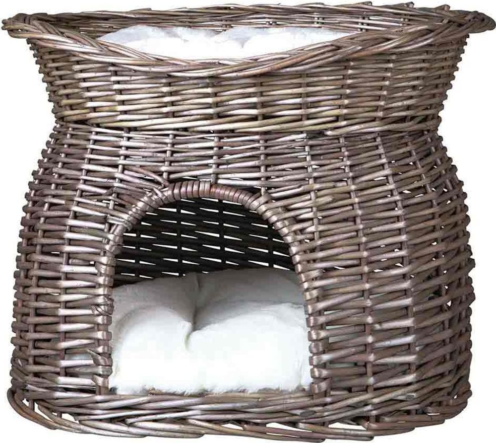TRIXIE Korbhöhle mit Liegedach - grau - 54 × 43 × 37 cm