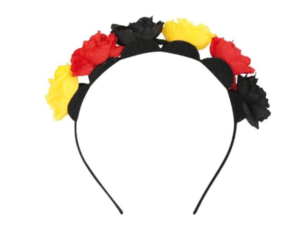 Haarschmuck Blumiger Haarreif Fan Schwarz-Rot-Gold Einheitsgröße für Sportbegeisterte beim Stadionbesuch Accessoire