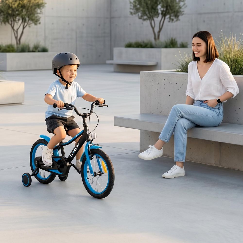 Sun Baby Tracker Bike Kinderfahrrad Jungen Fahrrad Stützräder Schubstange 14 Zoll neon orange