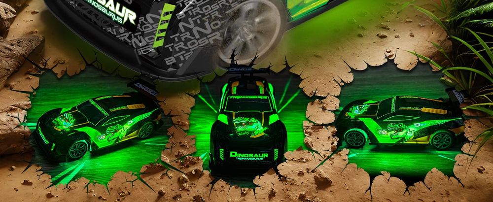 Ferngesteuertes Dinosaurier Auto ab 3 4 5 6 8 Jahre, RC Drift Car 1:18 RC Auto Kinder mit LED-Leuchten Drift RC Car