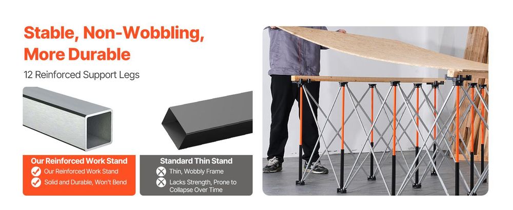 VEVOR Tragbarer Klapp-Arbeitsstand, 2455 x 1260 mm Zusammenklappbare Werkbank, 2724 kg Tragfähigkeit, Keine Montage Klappbarer Arbeitsstand mit Aufbewahrungstasche, Tischplatte NICHT enthalten, für Garage Werkstatt im Freien, L6ftxW4ftxH30inch