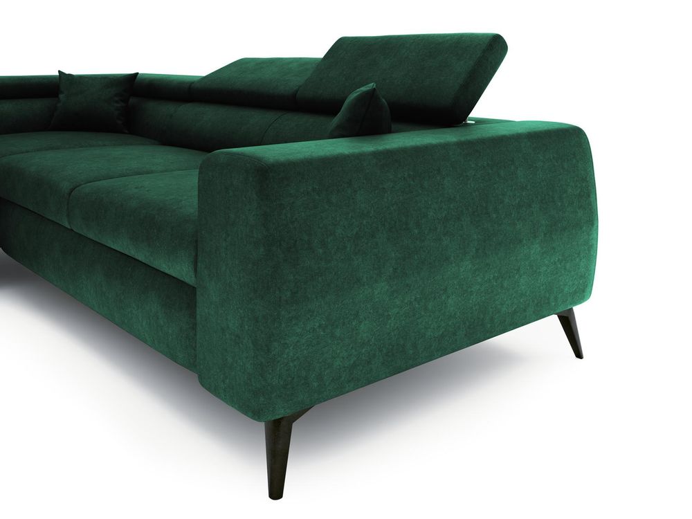 Beiger Monolith Stoff am Ecksofa BIANCO mit weicher Veloursoptik