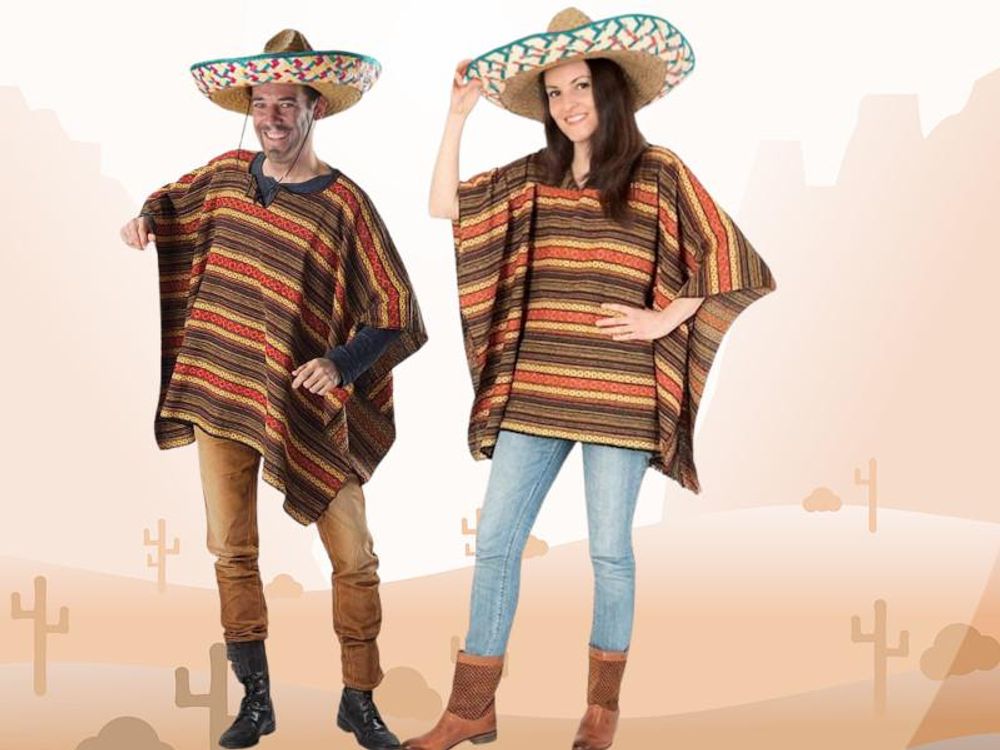 Poncho "El Sancho" Mexiko Überwurf Fasching Karneval