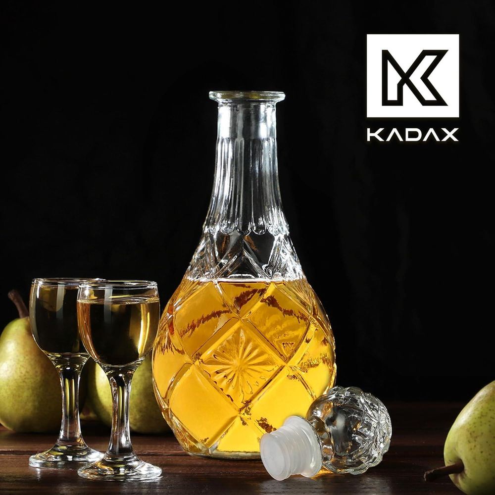 KADAX 2x Whisky-Alkohol-Dekanter aus Kristallglas, 0,8 l, mit Korken
