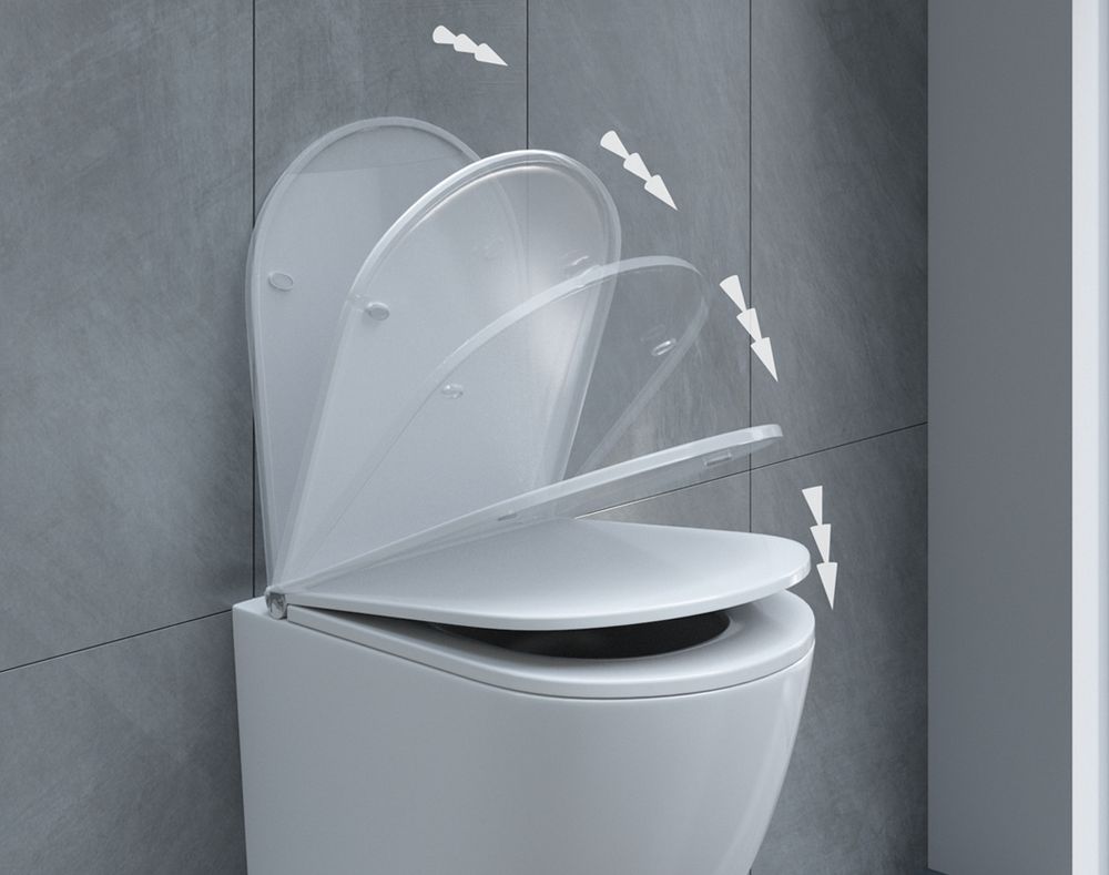 VILSTEIN Hänge WC Spülrandlos I Wand WC I Tiefspüler I inkl. abnehmbaren WC-Sitz mit Absenkautomatik