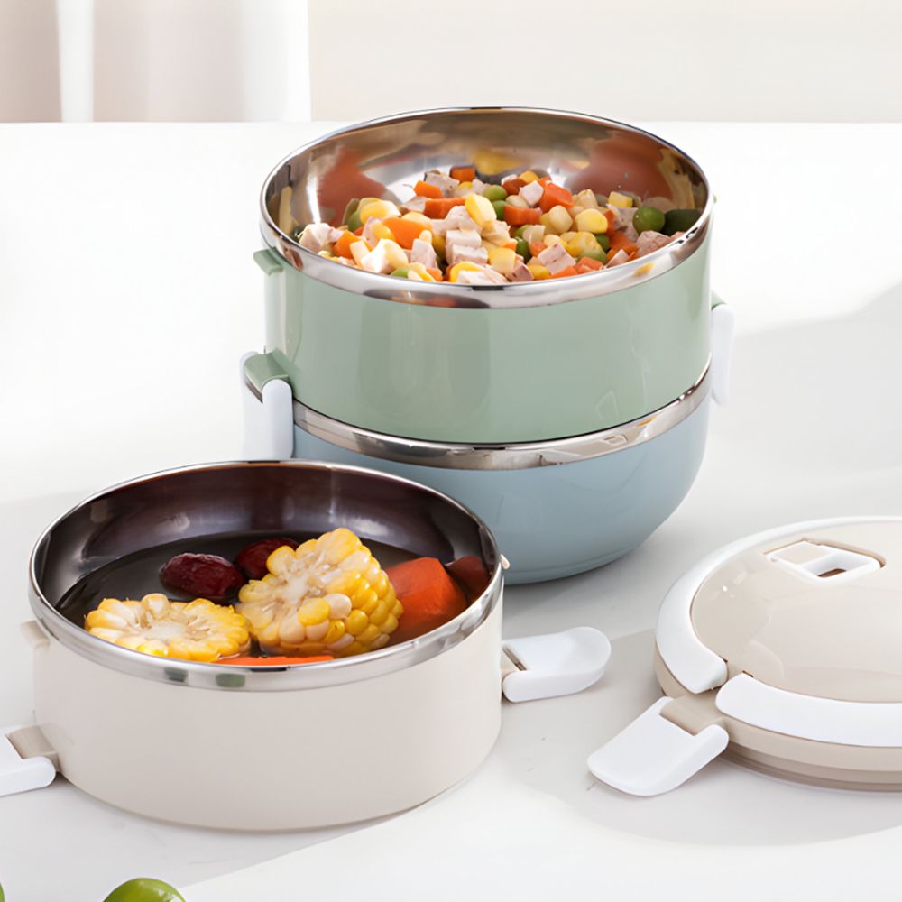 Thermo Lunchbox Edelstahl Lunchpot 4 Tier Box Tragbare Picknick Essen Wärmer Behälter 6-8 Stunden Heiß 12 Stunden Kalt Retoo