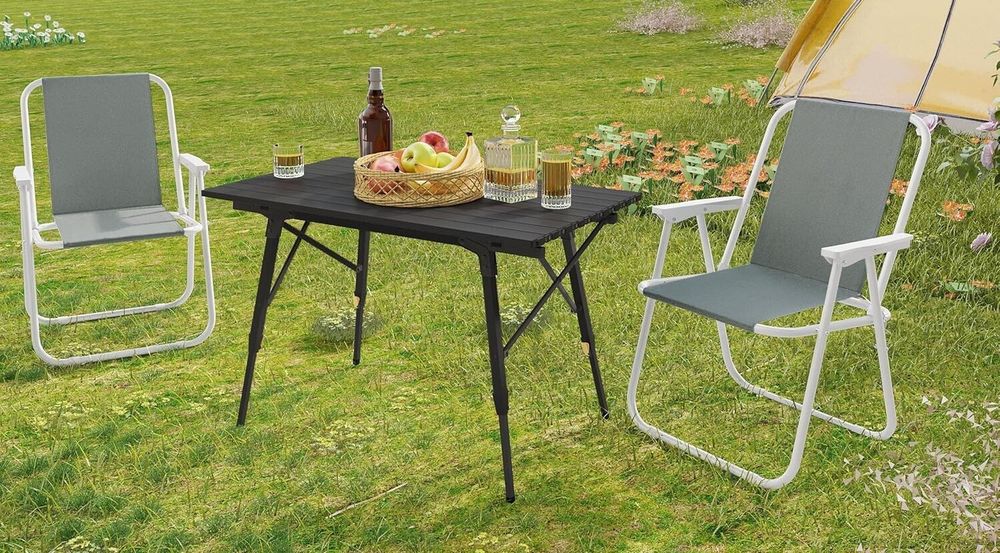 WOLTU Campingstuhl klappbar, Klappstuhl Leichter für Outdoor, Angelstuhl mit Armlehnen, Strandstuhl Klapphocker für Camping Strand Garten Terrasse, Dunkelgrau