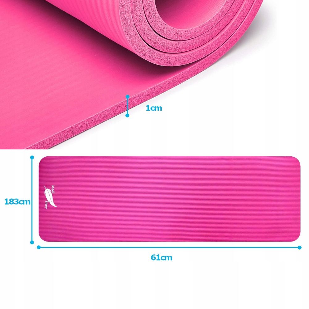 Fitnessmatte mit Tragegurt 183x61 cm Rosa - Yoga Matte | Gymnastik Matte | Turnmatte | Pilates Matte - Yogamatte Für Einsteiger & Fortgeschrittene