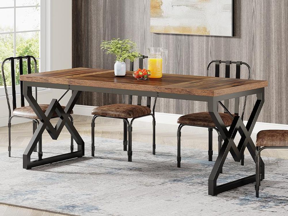 LITTLE TREE Schreibtisch, 160 x80 x 75cm Großer Büro-Computertisch mit extra Dicker Holztischplatte und Metallrahmen, einfacher Chefschreibtisch