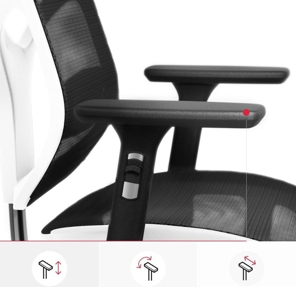 Diablo V-Basic Bürostuhl Chefsessel Netzstoff verstellbare Armlehnen höhenverstellbar ergonomisch Farbwahl Farbe: Weiß/schwarz