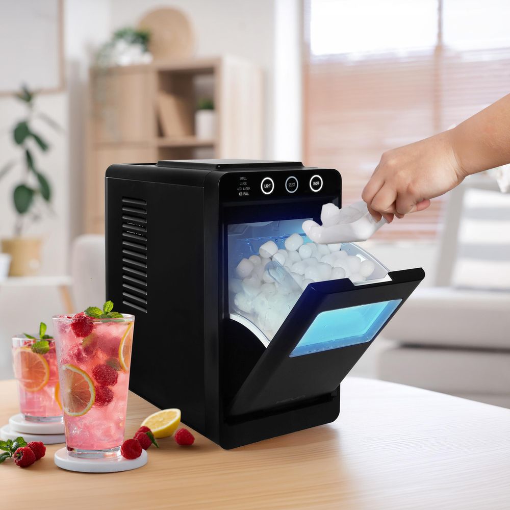 HEVA VIO Slim-Eiswürfelbereiter 12 kg/24h 0,8 l selbstreinigend schwarz