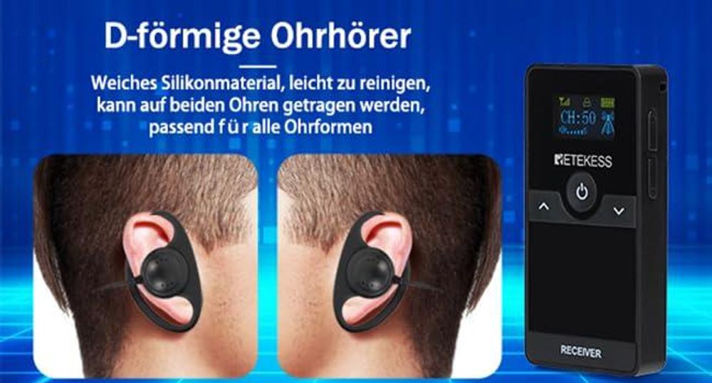 Retekess TT116 Tour guide system , 50-Kanal-Dolmetschersystem, 200 m Lärmreduzierung, Kabelloses Audio System für Tourismus, Kirche, Fabrik, Konferenz