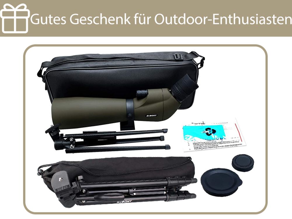 Svbony SV401 Spektiv, 20-60x80 Spektiv mit Stativ, Wasserdichtes FMC Optik 45-Grad Abgewinkelt Spektive für Sportschützen Vogelbeobachtung Zuhause oder Outdoor
