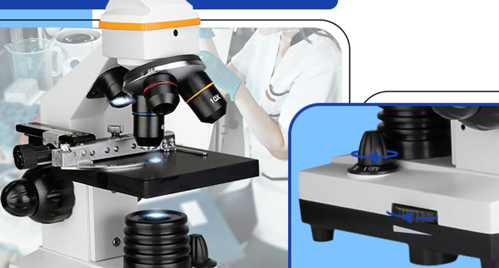 Svbony SV601 Monokulare Mikroskope, Studentenmikroskopverbindung, 40X-1600X Dual Illumination Dual Power Mechanisches Bühnen-Monokularmikroskop für Studenten Science Class Biology Enthusiasm