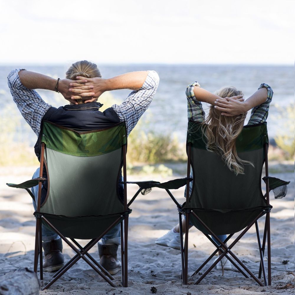 Campingstuhl Grau Angelstuhl Faltstuhl Klappstuhl Regiestuhl Anglerstuhl Gepolstert Armlehnen Tragetasche Strandstuhl Liegestuhl Sonnenstuhl Retoo