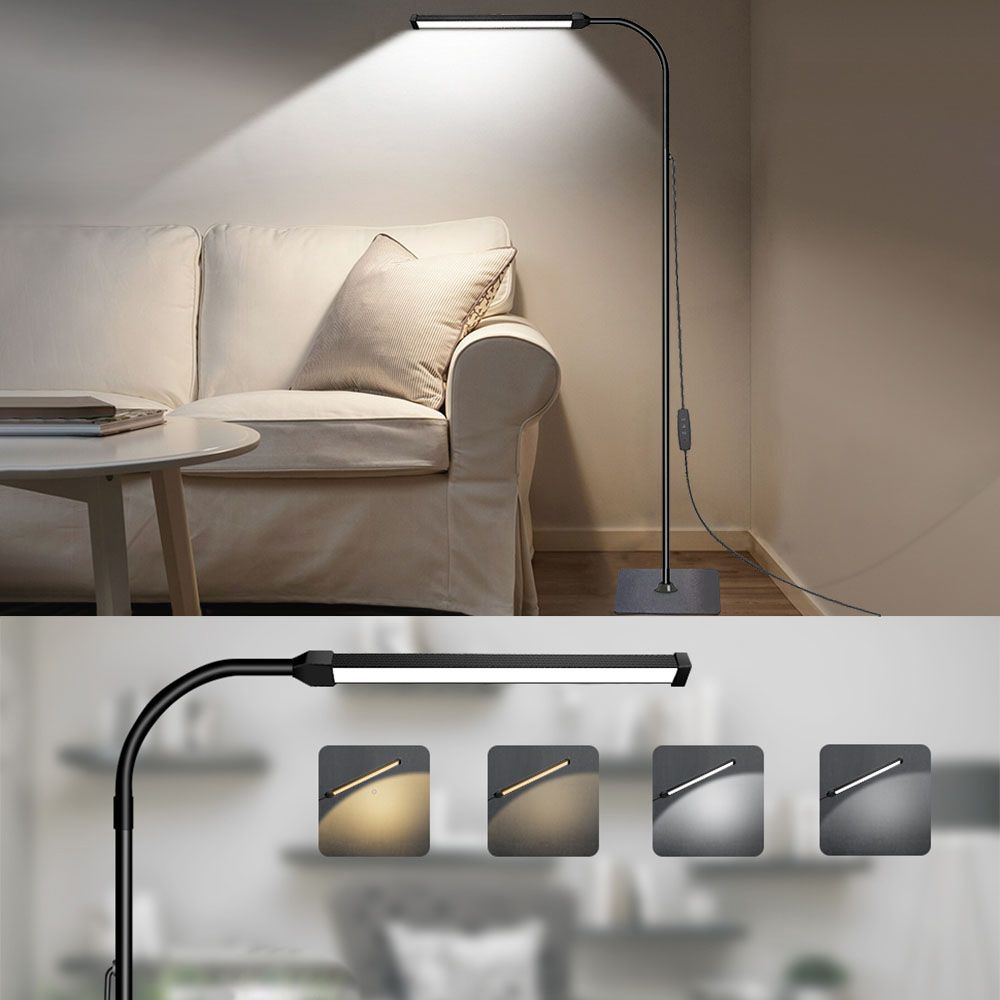 LED Stehlampe Dimmbar 3 Farbtemperaturen Stehleuchte Einstellbare Schwanenhals Leselampe für Arbeitszimmer, Wohnzimmer, Schlafzimmer, Büro