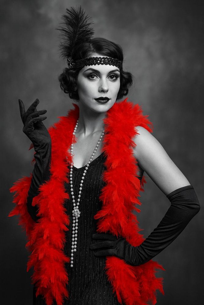 Federboa einfarbig, Länge ca. 1,80m, Federstola Federschal Kostüm Karneval 20er Jahre Charleston Burlesque kuschelig ( Edel Rot, 60g)