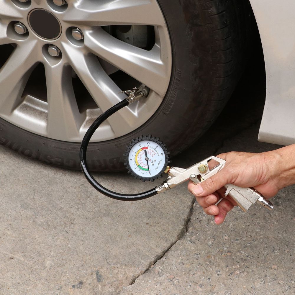 Reifenfüller mit Manometer Druckluft Reifendruckprüfer Reifendruckmesser Luftdruckprüfer Hohe Präzision Alle Kompressoren Zubehör Auto Motorrad LKW Retoo