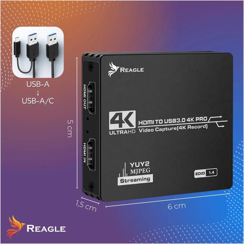 Reagle RYVC7 – technische Daten der HDMI USB Capture Card