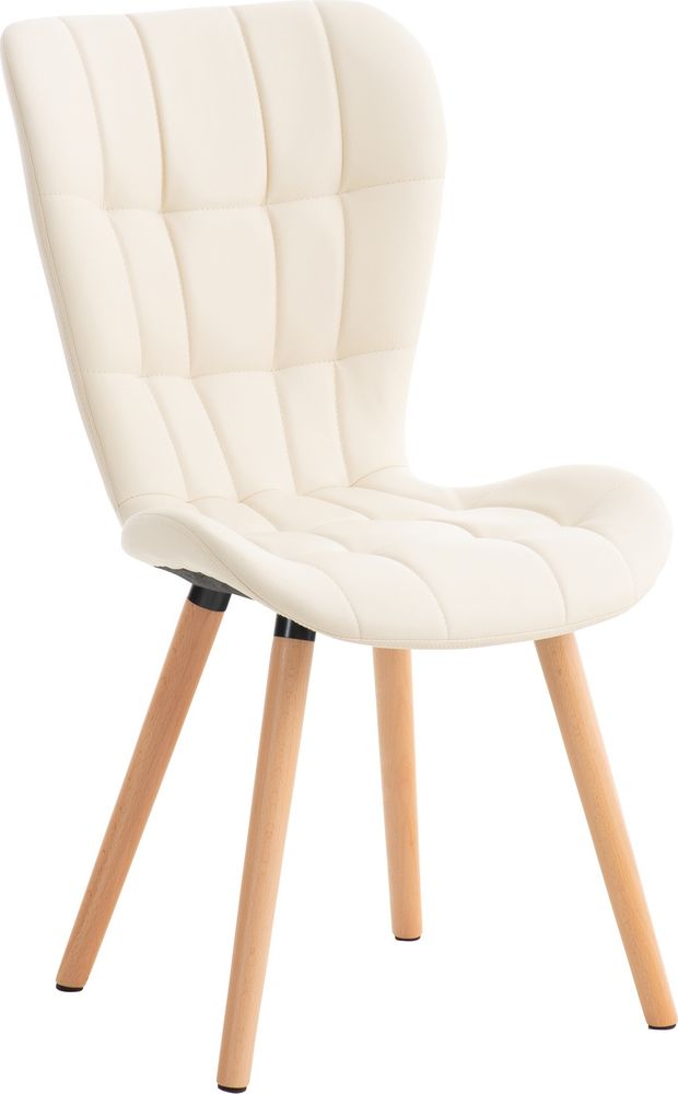 CLP Esszimmerstuhl Elda Kunstleder mit robustem Holzgestell creme