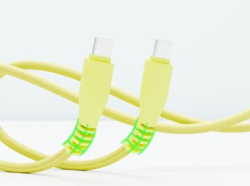 Cavo QUALO Nylon USB-C per USB-C – 1,5 m, 3 A, Giallo QKN-CC-05, Ricarica Rapida 60W