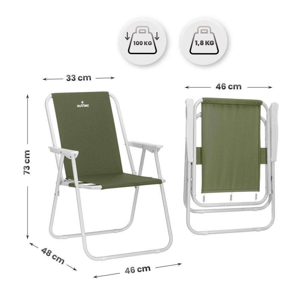Klappbarer Strandstuhl mit Abmessungen (73x46x48cm), 100 kg Tragkraft & 1,8 kg Gewicht
