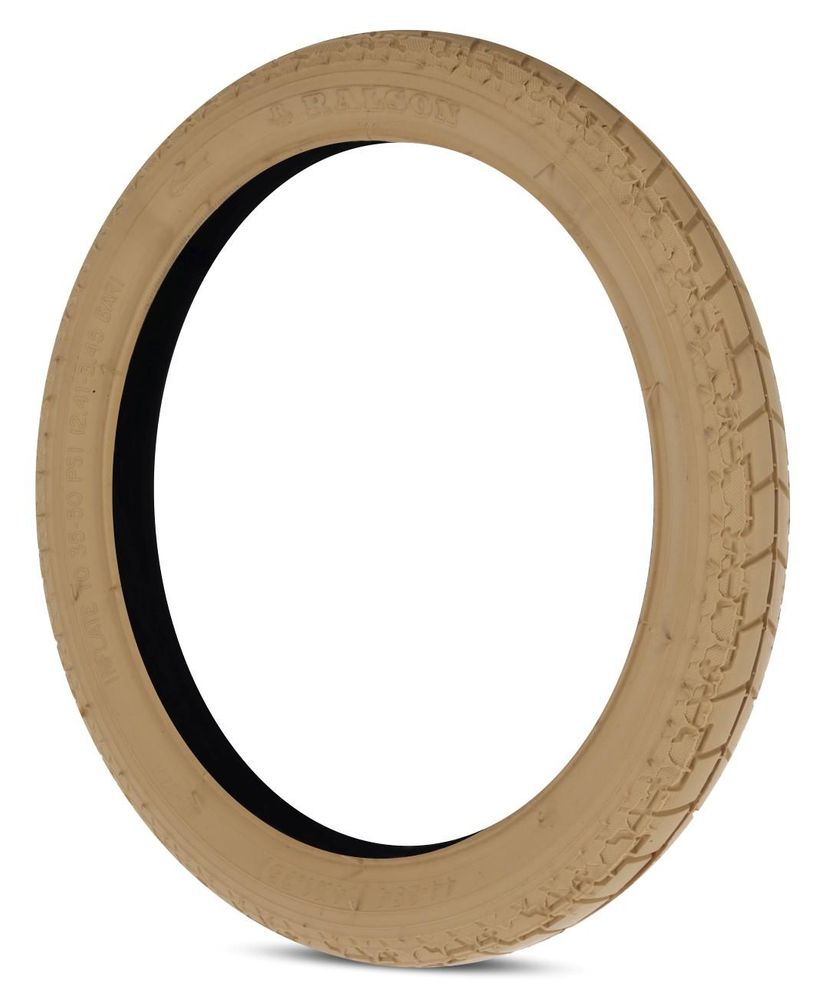 Beige kinderfietsband schuin van opzij gezien