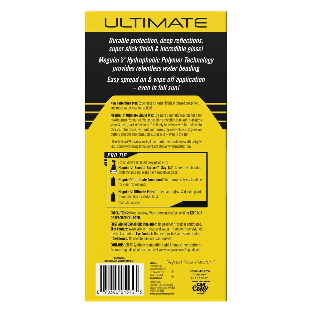 Meguiar's® Ultimate Liquid Wax - 473 ml - Flüssigwachs mit Abperleffekt + Mikrofasertuch