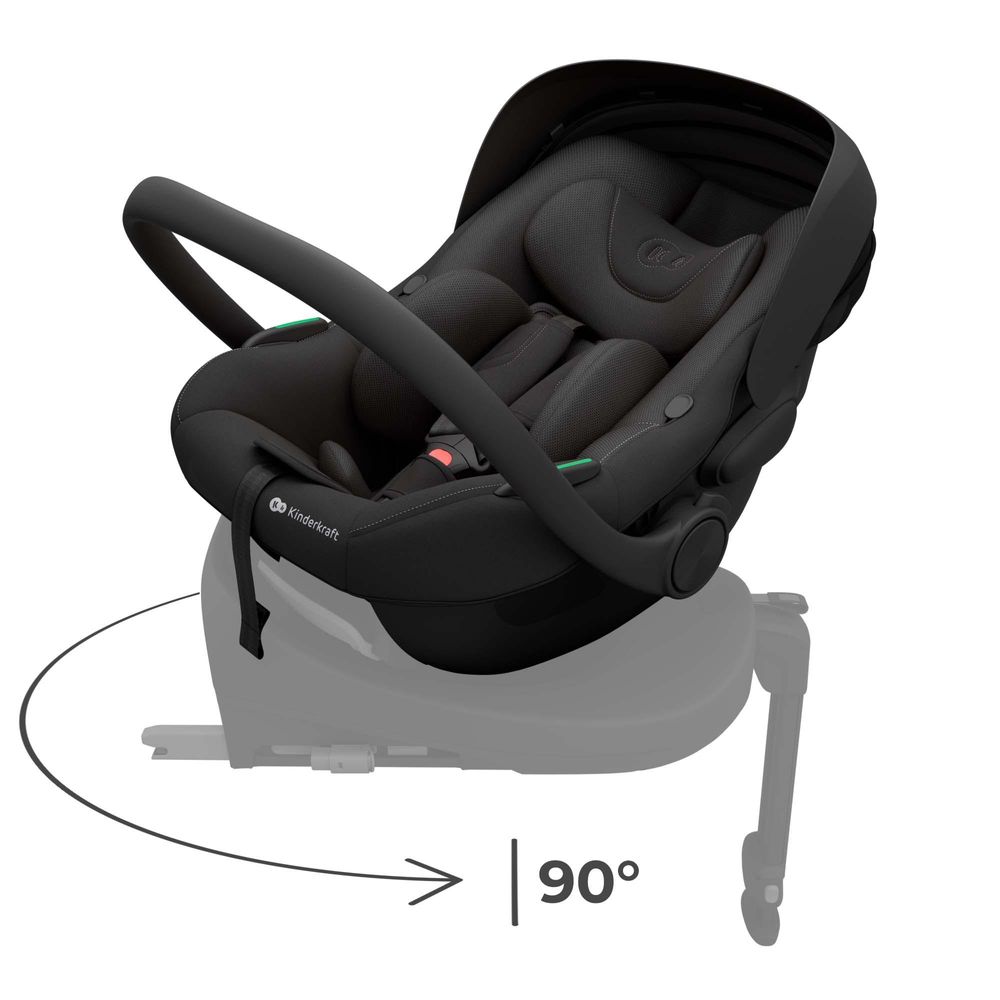 Kinderkraft I-LITE i-Size Babyschale 40–87 cm – Ultraleicht (3,2 kg), ISOFIX & Gurtmontage, Sonnenverdeck, Schwarz