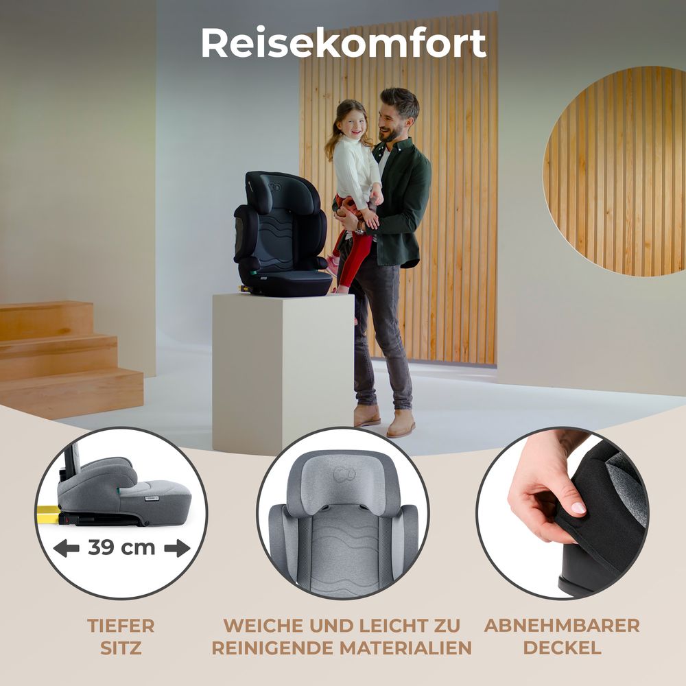 Kinderkraft XPAND 2 i-Size Kindersitz (100-150 cm) - ISOFIX - DUO EXPAND SYSTEM - SPS & H-GUARD SYSTEM - ab 3,5 bis 12 Jahre - Grau