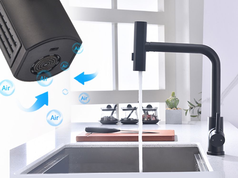 Homelody Schwarz Küchenarmatur, 360° Schwenkbarer Wasserhahn Küche Hochdruck, Ausziehbare Spültischarmatur mit Brause 3 Strahlarten, 304 Edelstahl