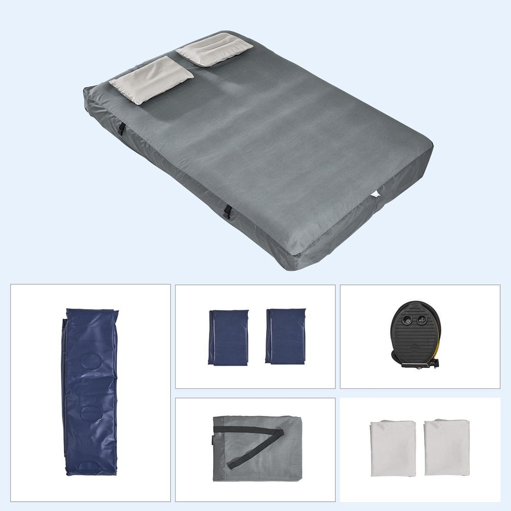 SoBuy Sonnenliege Aufblasbar mit Kissen Wasserdichtes Campingbett Dunkelgrün Praktisch OGS32-II-L-HG-P01