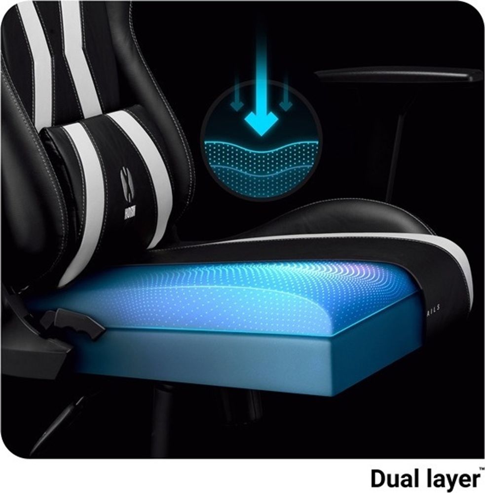 Diablo X-Horn Gaming Stuhl Bürostuhl Schreibtischstuhl 3D Armlehnen Ergonomisches Design Nacken/- Lendenkissen Kunstleder Wippfunktion, Farbe: Schwarz-Weiß, Größe King