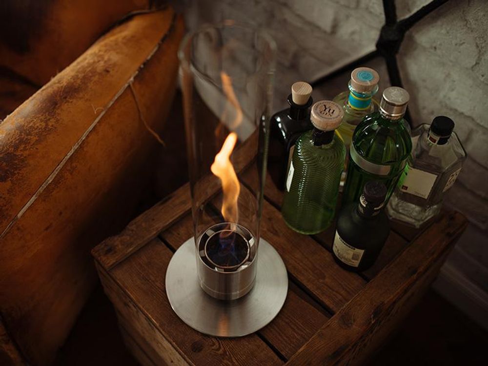 Flammtal [Das Original] Bioethanol Tischfeuer Helix 46 cm – XL Tischkamin mit Flammenwirbel – Patentiertes Design – Tischfeuer für Indoor & Outdoor