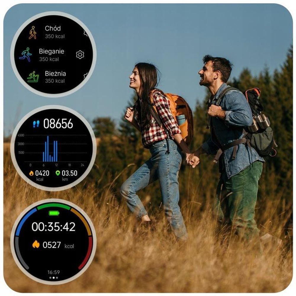 Forever Velora SB-306 Smartwatch damski, złoty zegarek na rękę na bransolecie, pasek, wodoodporny