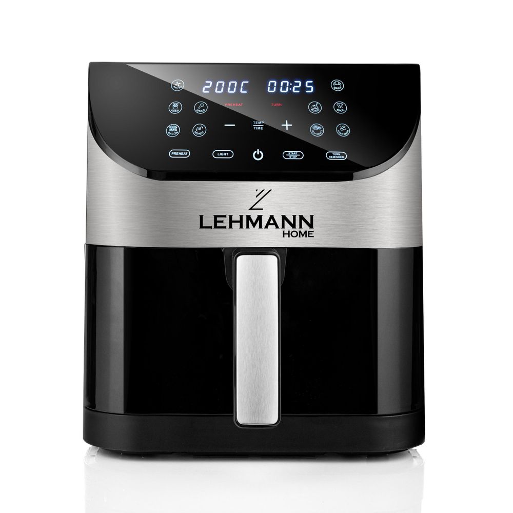 LEHMANN Friggitrice ad Aria 6L, Air Fryer con finestra di visualizzazione, display, 76-200°C, 1500 W