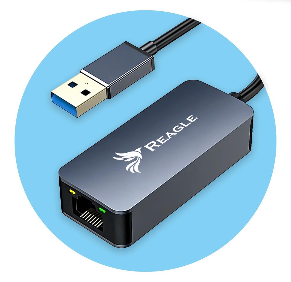 USB A zu Ethernet Adapter 2.5Gbps LAN Karte RJ45 Netzwerkadapter 2500Mbps für Laptop PC Computer Gaming Stabile Verbindung Aluminium Silber Reagle