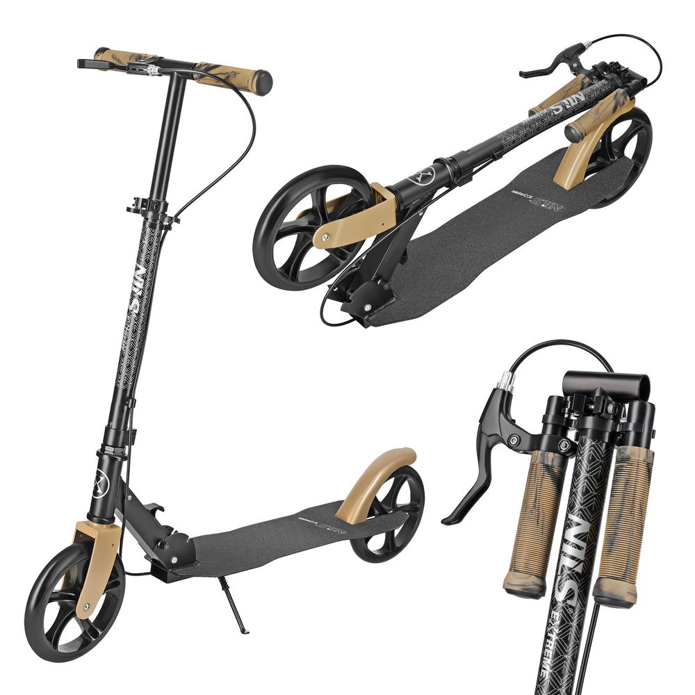 City Tretroller NILS EXTREME HM183 – klappbar, 200 mm PolyurethanRäder, ABEC-7, höhenverstellbar, gold
