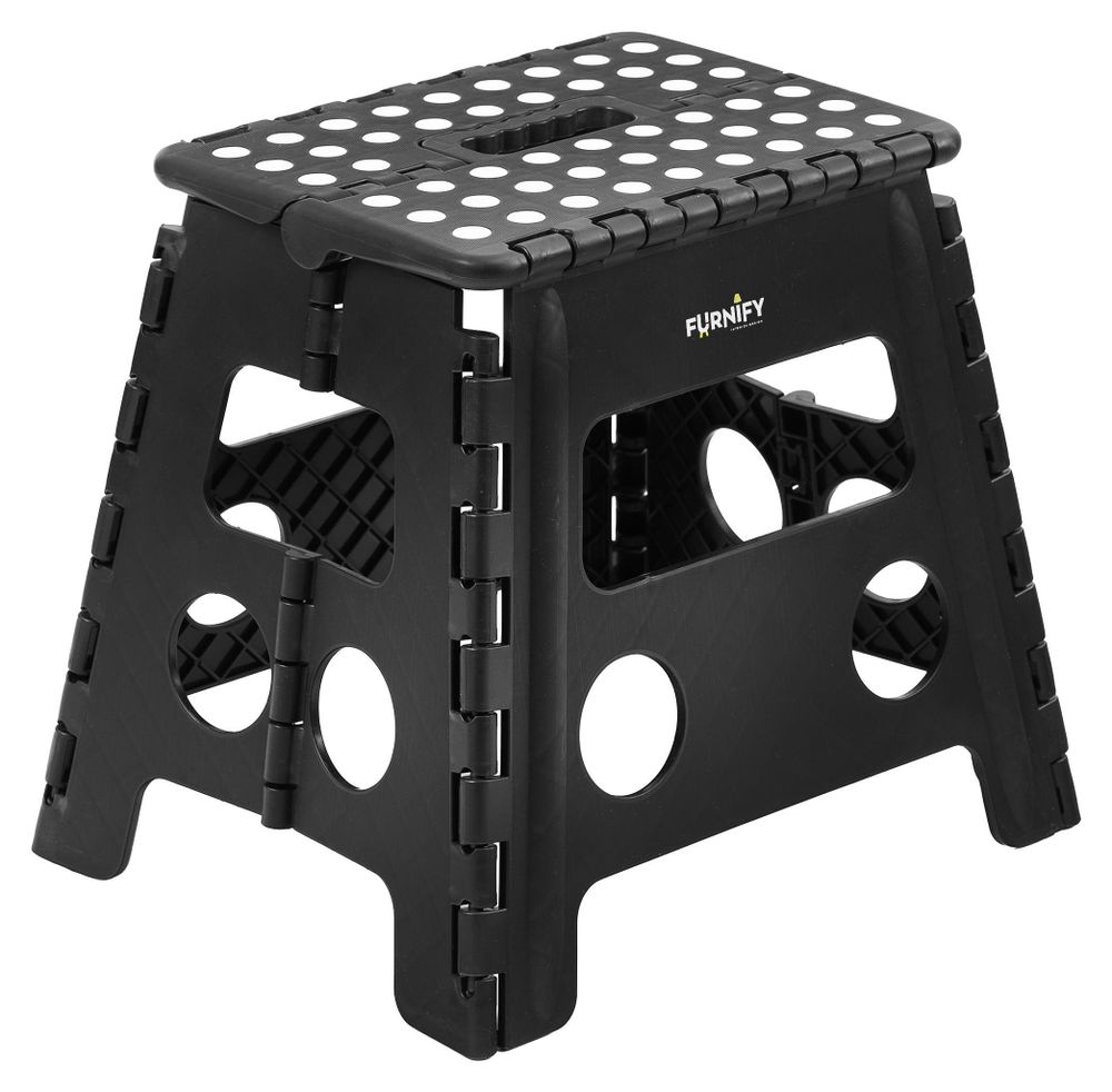 FURNIFY® Klapphocker QUICKSTEP Haushaltshocker | Faltbarer Tritthocker Klapptritt | Schwarz