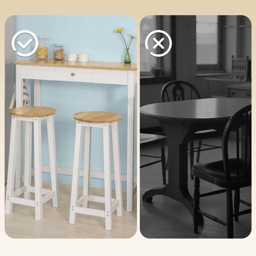 SoBuy Essgruppe Esstisch Set 3-teilig Bartisch mit 2 Stühlen, platzsparendes Küchentisch Set für Esszimmer Balkon Garten Kompakt Modern FWT50-WN