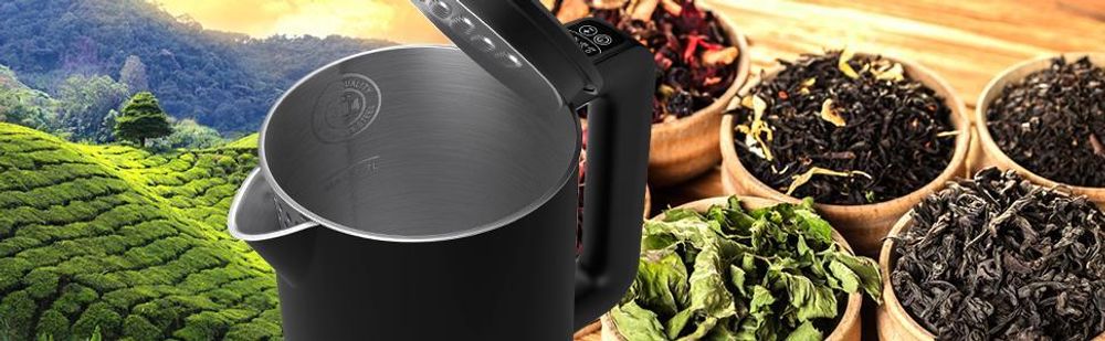 Balter Wasserkocher Edelstahl mit Temperatureinstellung 1,7L, 2200W, BPA-frei, LED-Beleuchtung, Temperaturwahl 40°C-100°C, Abschaltautomatik, Schwarz