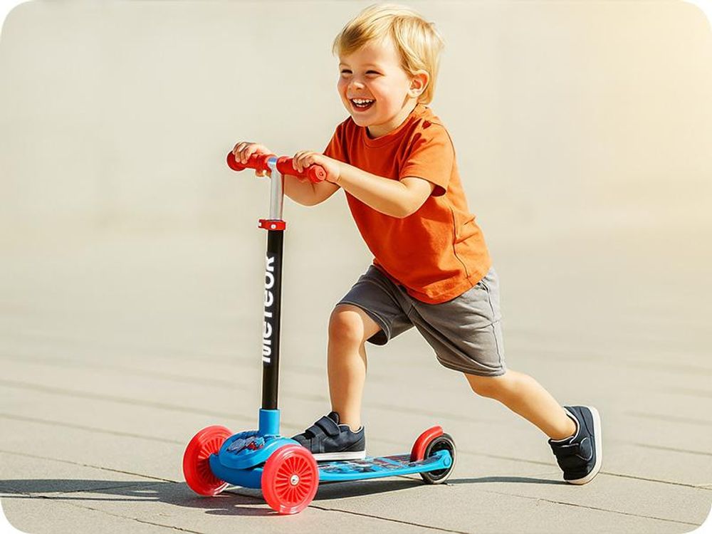 Dreirad-Kinderroller Meteor Funny – Bunte Leucht-LED-Räder, verstellbare Höhe, bis 50 kg, Rosa