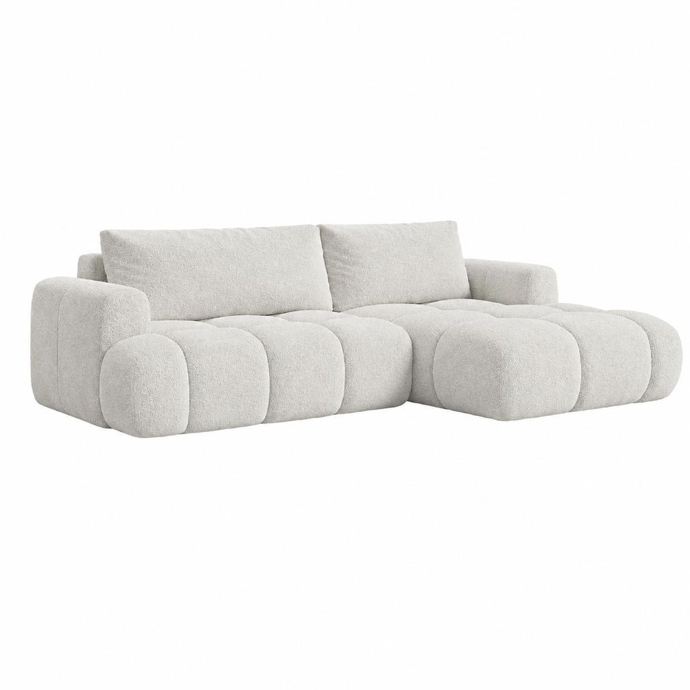 MORELLO Cloud Ecksofa Bouclé mit DL-Mechanismus, Schlaffunktion 140 x 210 cm und Bettkasten, Rechts – Monte 11