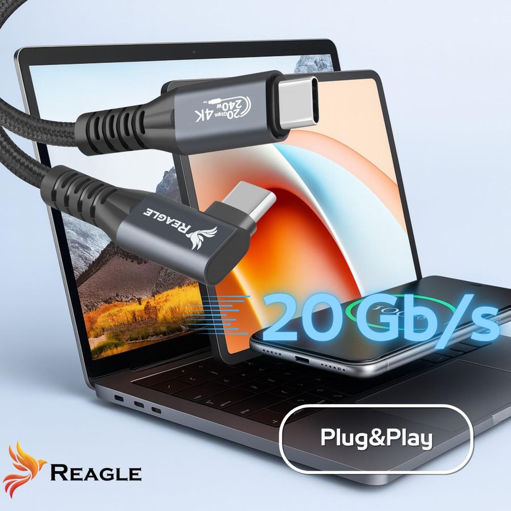 Usb C Angle 3M Ladenkabel Pd 240W Qc 4.0 Usb 3.2 Typ C 20Gbps 4K60Hz