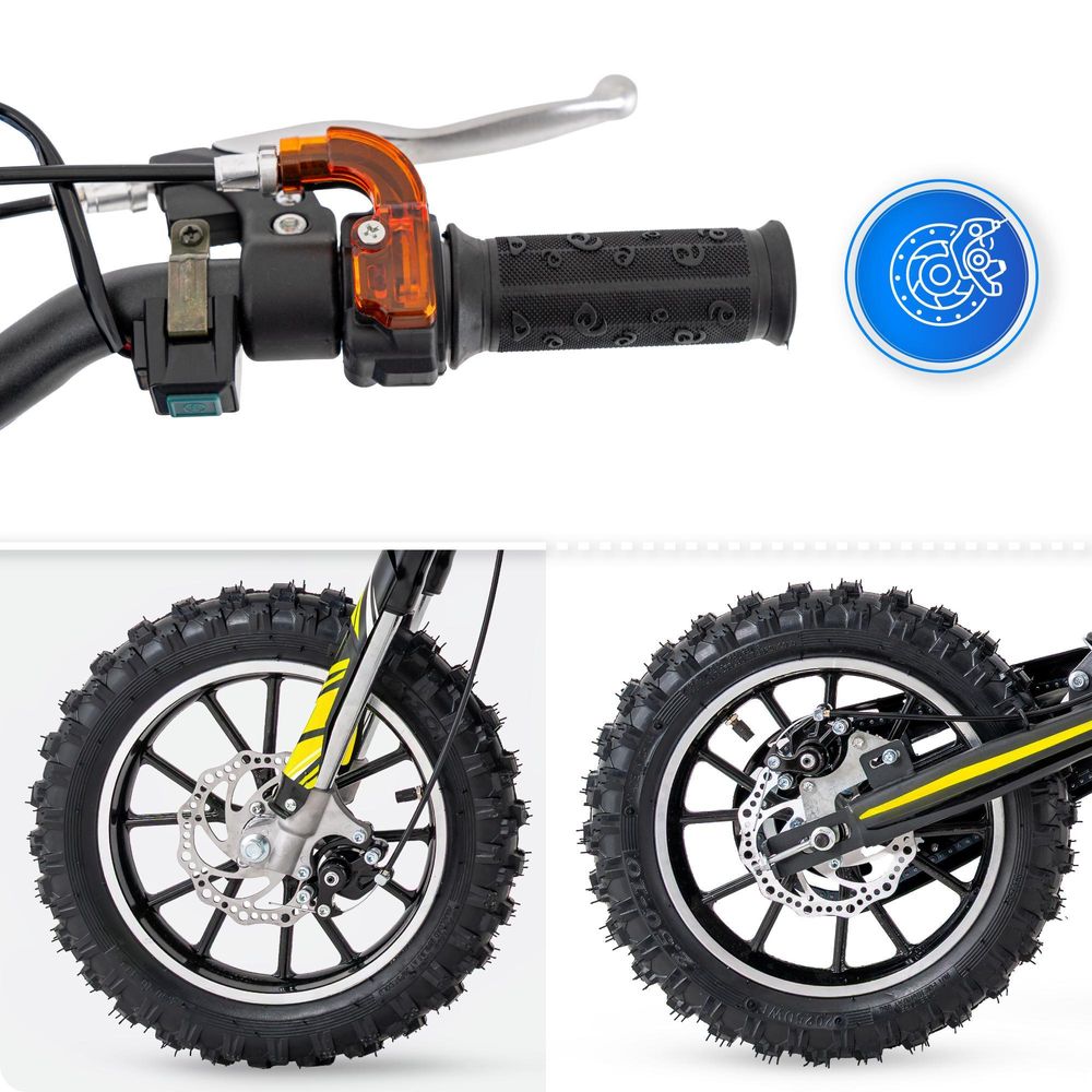 VOLTOURI Mini Cross Spalinowy CR49-E | Elektryczny Start | 49 cm³ | 35 km/h | Żółty