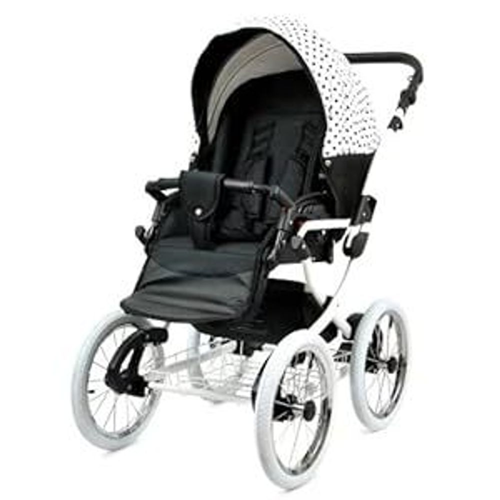 BabyLux® Margaret Exclusive | 4in1 Kinderwagen Set | White Dots | Kombikinderwagen | Kinderwagen