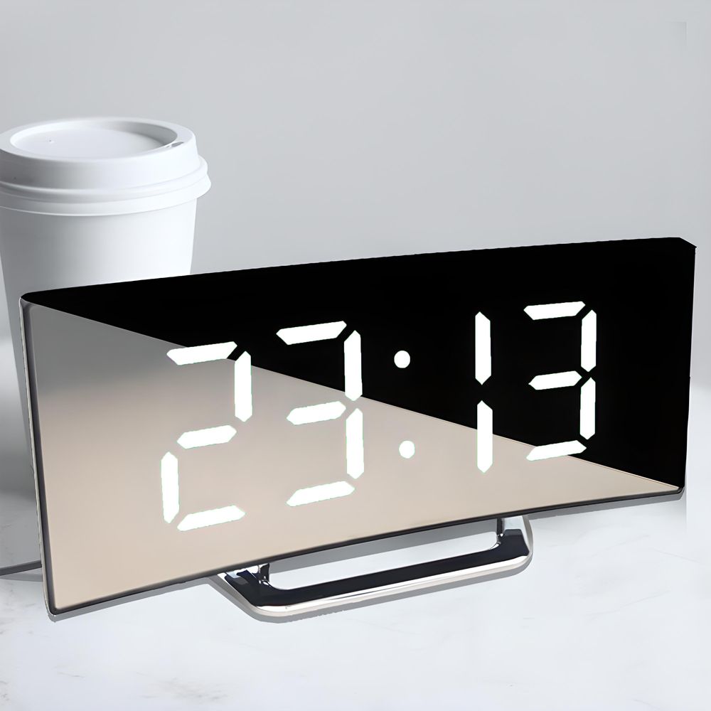 Wecker Digitaler Spiegel LED Einstellbare Helligkeit Reisewecker Dual Alarm Temperaturanzeige Tischuhr USB Wiederaufladbarer Batteriebetriebener Retoo