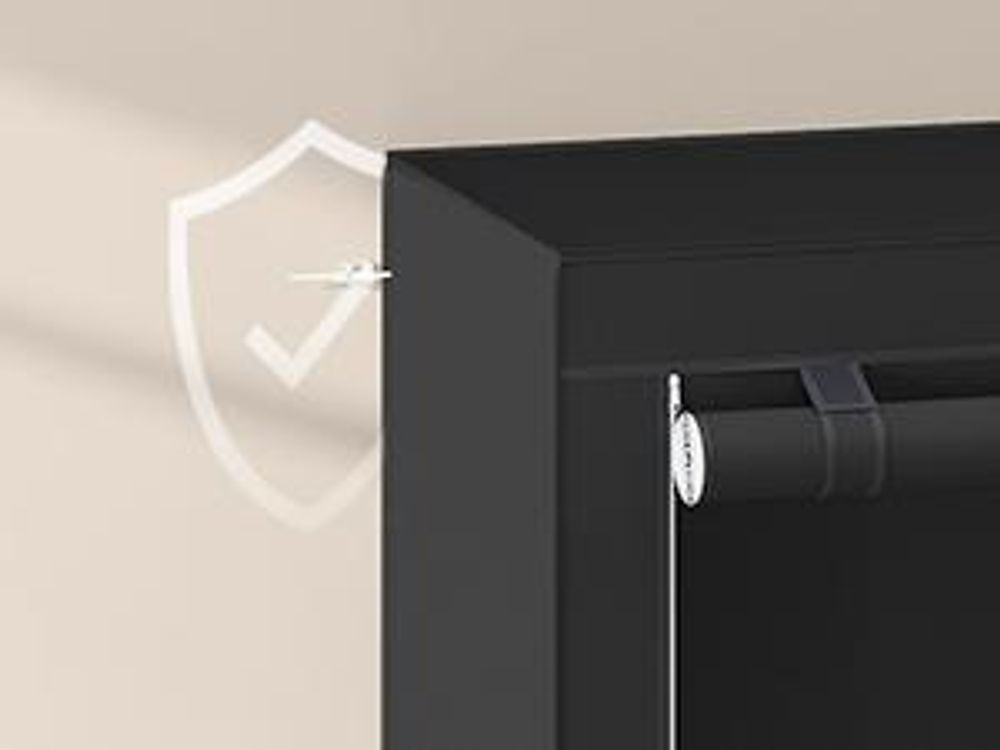 SONGMICS Stoffschrank mit Kleiderstange, Kleiderschrank mit Seitentaschen, Schrank für Schlafzimmer, 4 Hängefächer, schwarz
