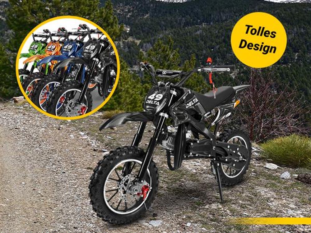 Actionbikes Motors Jugend Mini Crossbike Delta 49ccm | 2 Takt - Bis zu 40 km/h - Motorcrossbike - Pocketbike - Cross Dirt Bike - Motorrad (Grün)